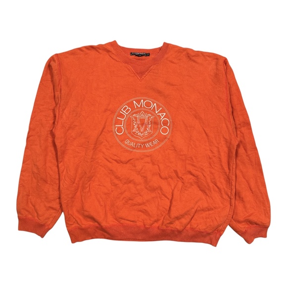 Club Monaco Other - Vintage 90s Club Monaco Canada Made Crest Logo Orange Sweatshirt Mens Large